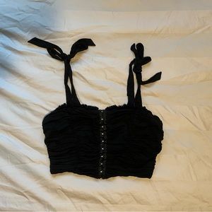 Urban outfitters black ruched corset cropped tank